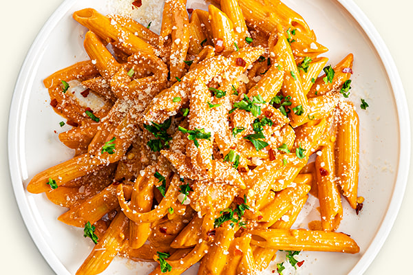 Better For You Spicy and Creamy Tomato Pasta