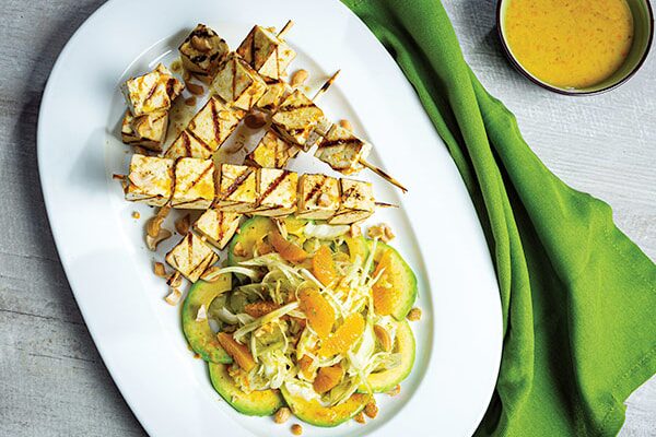 Fennel Citrus Avocado Salad Grilled Tofu Skewers