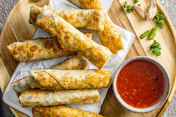 Air Fryer Salmon and Asparagus Spring Rolls