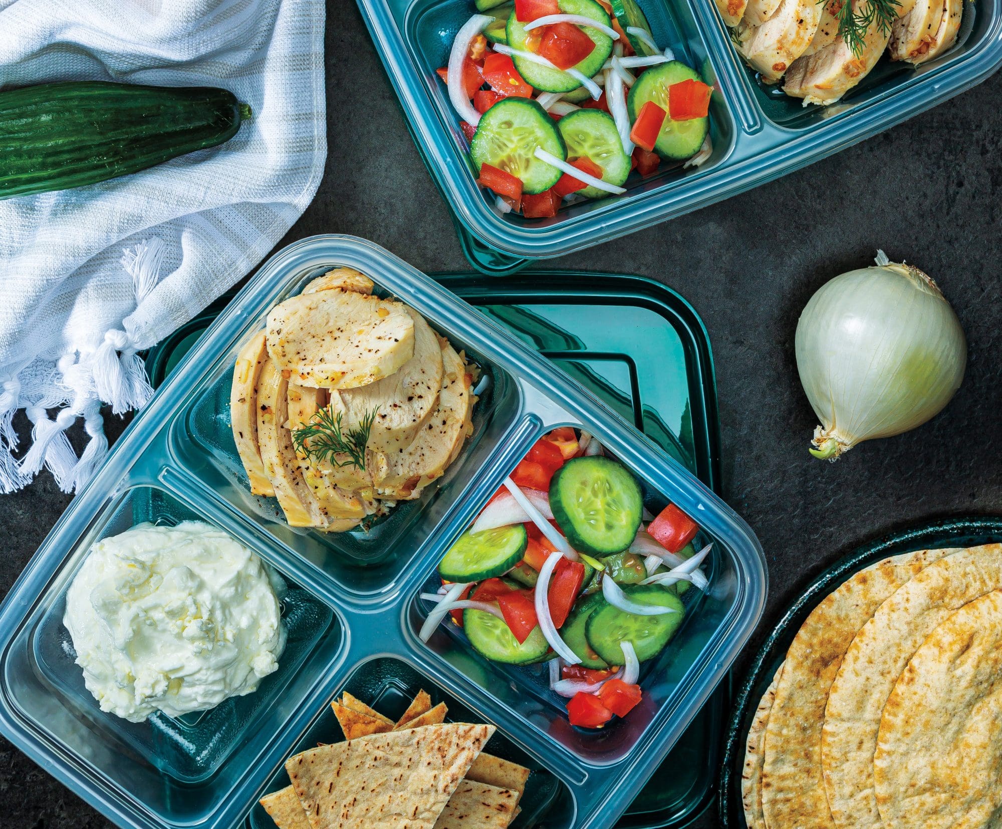 Chicken Gyro Bento Box Feta Yogurt Sauce