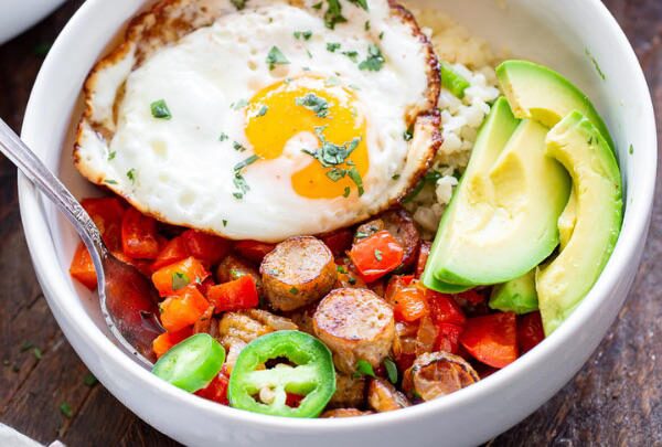 Chicken Sausage Breakfast Burrito Bowls