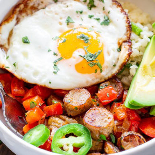 Chicken Sausage Breakfast Burrito Bowls