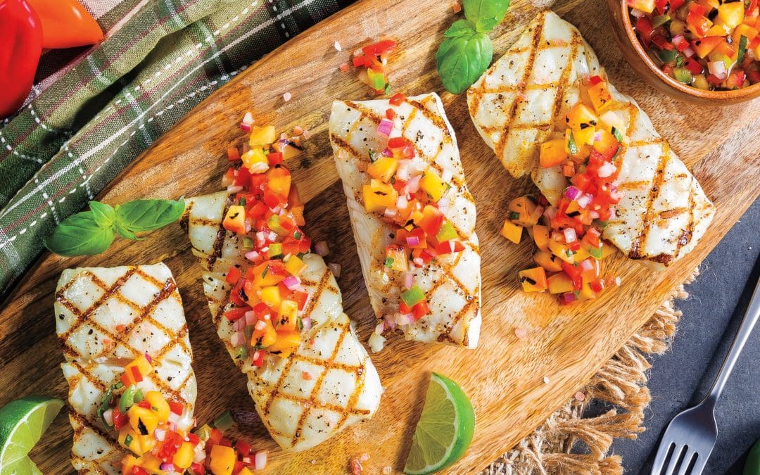 Grilled Halibut Jalapeno-Peach Relish