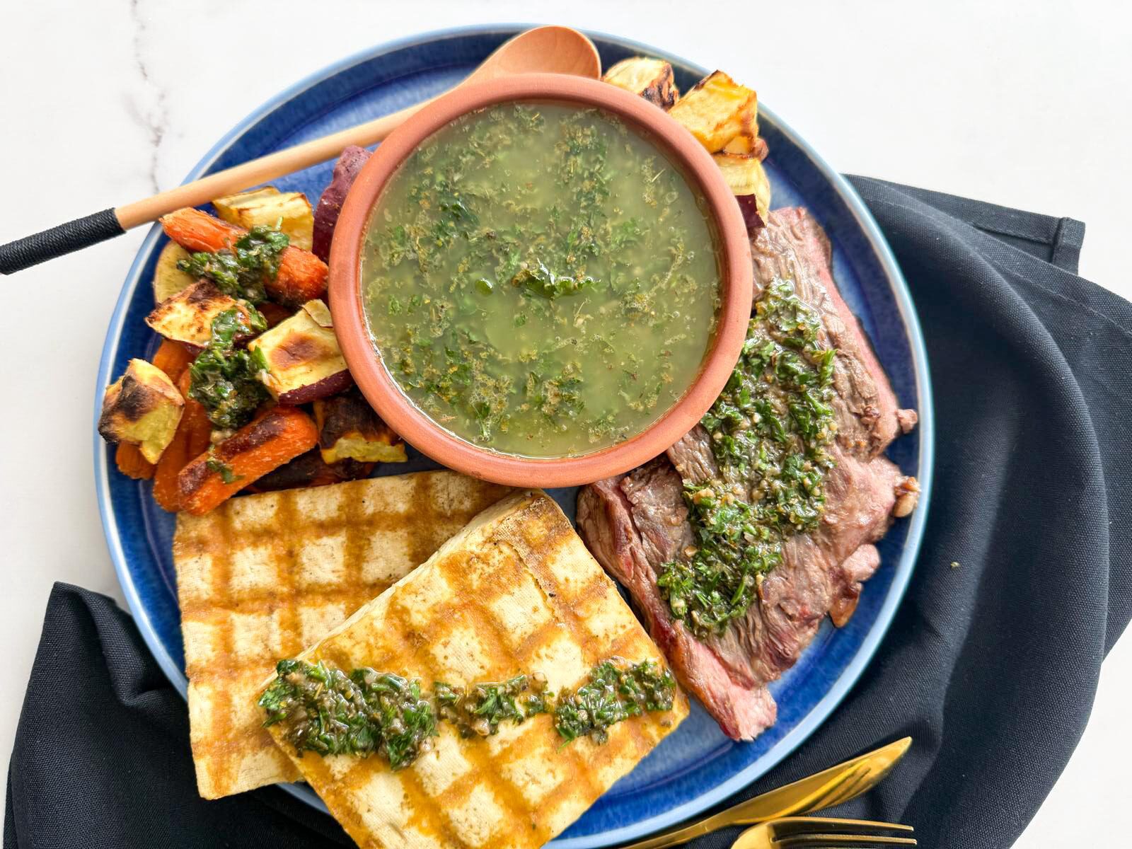 Grilled Tofu with Argentine-style Chimichurri
