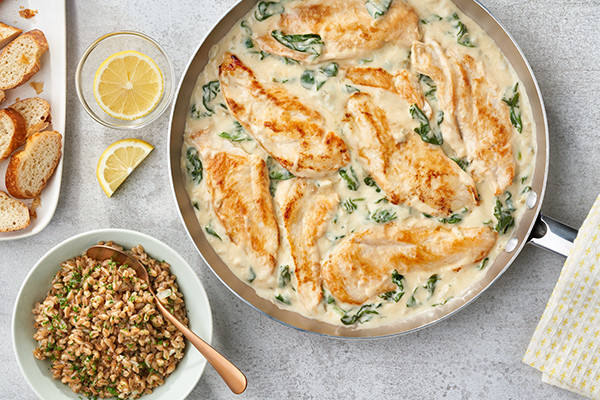 Healthy Lemon Chicken Scallopini with Spinach