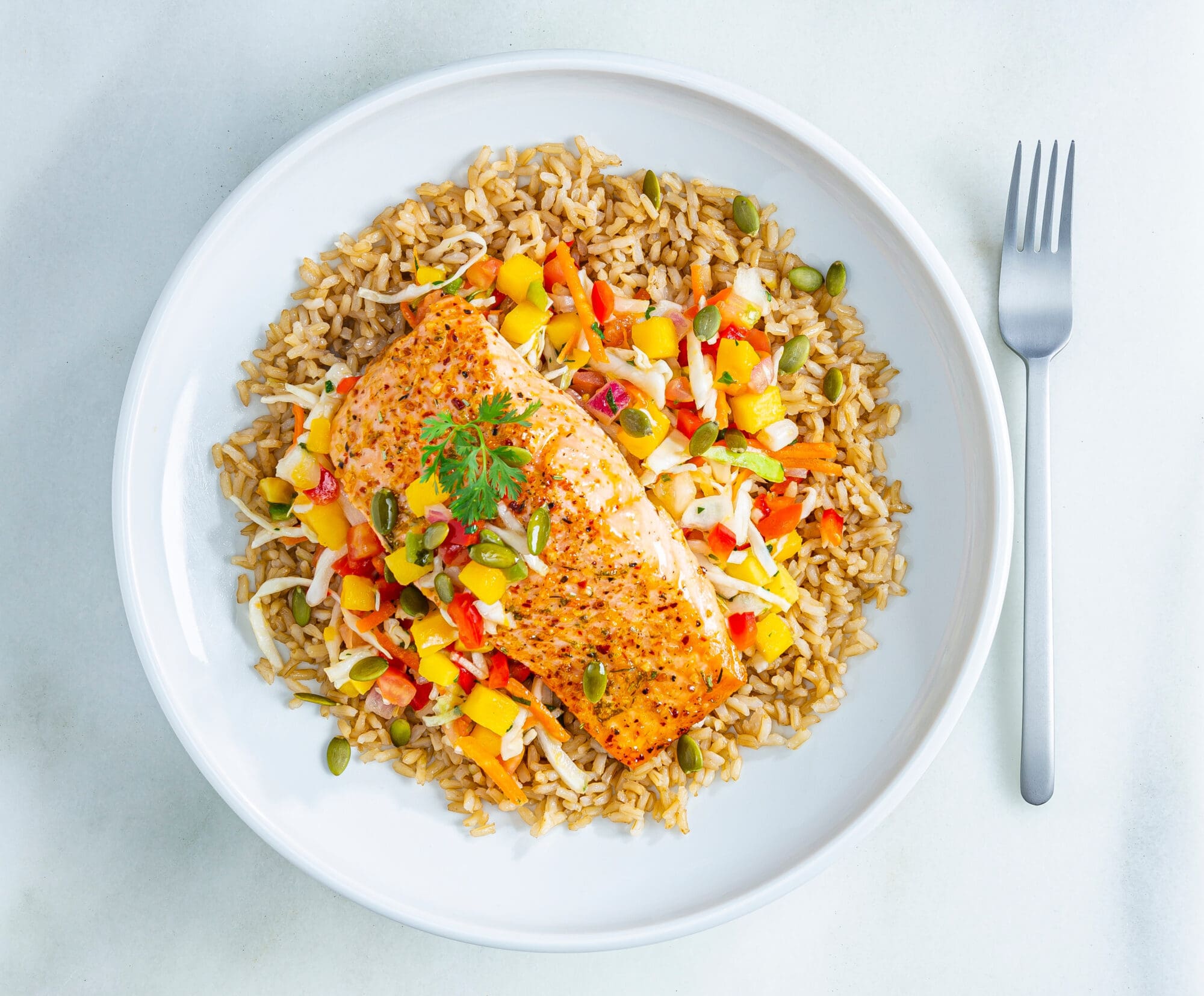 Mango Lime Salmon & Rice Bowl