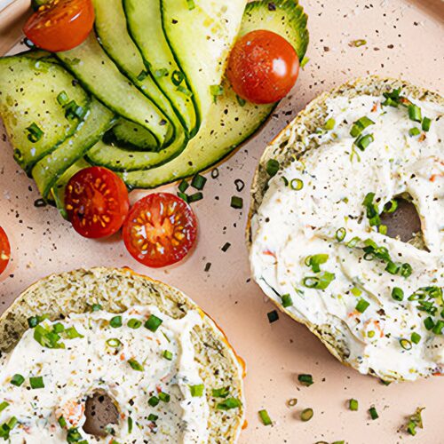 Simple-Green-Bagels-with-Veggie-Cream-Cheese Simple Green Bagels with Veggie Cream Cheese