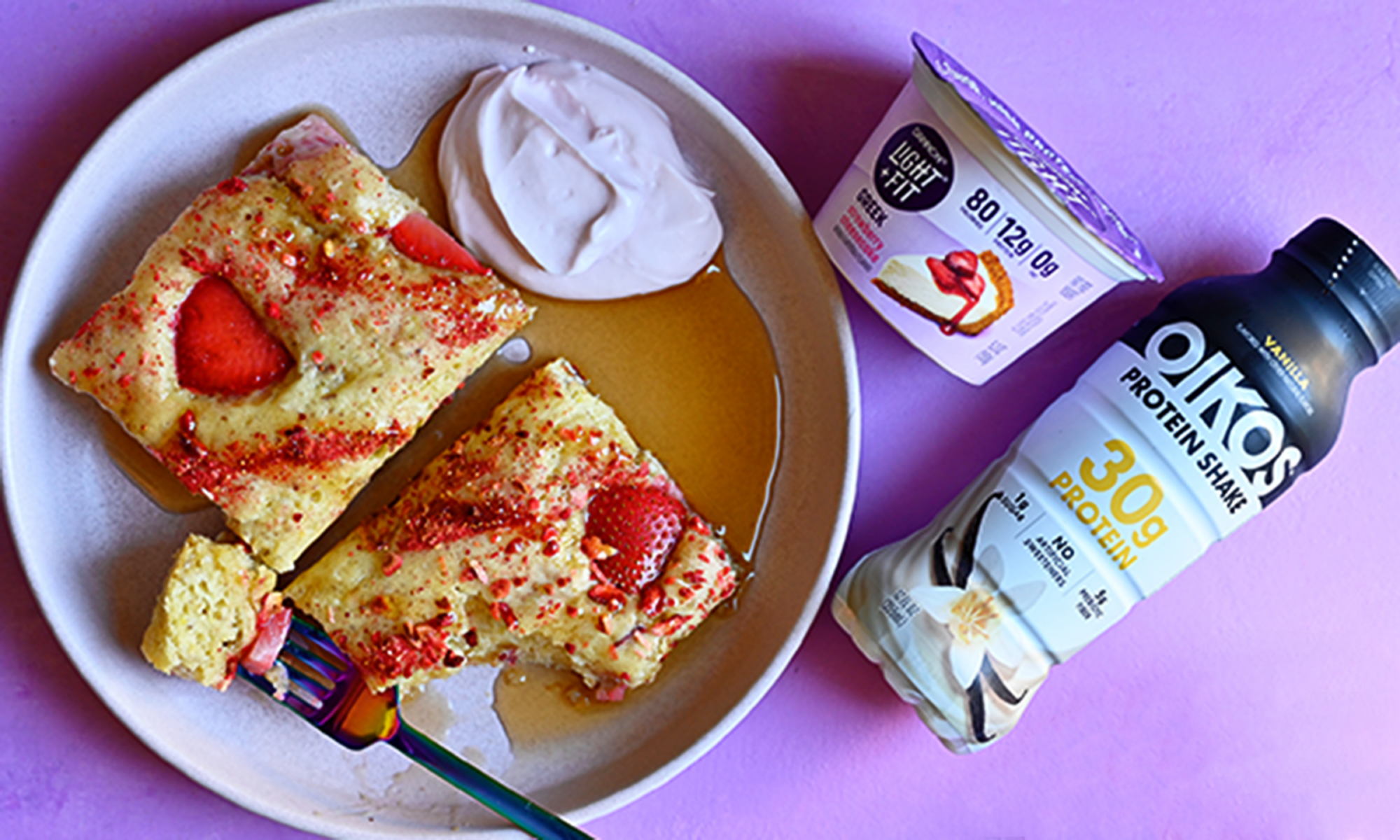 Strawberry Protein Pancakes