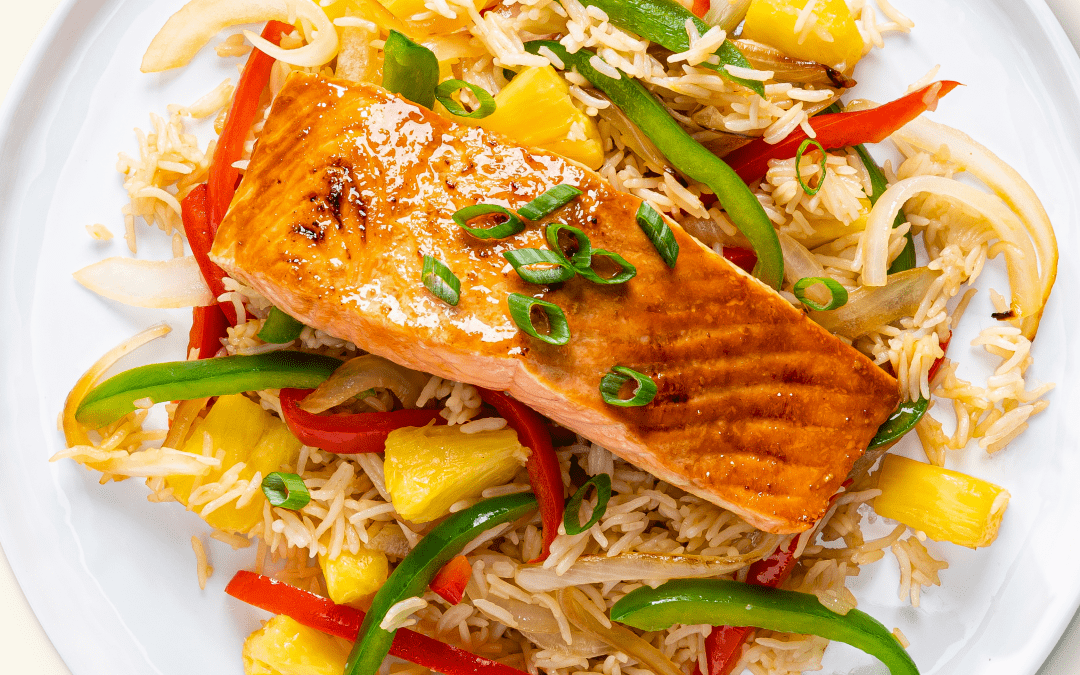 Teriyaki Salmon Ginger-Pineapple Steamed Rice