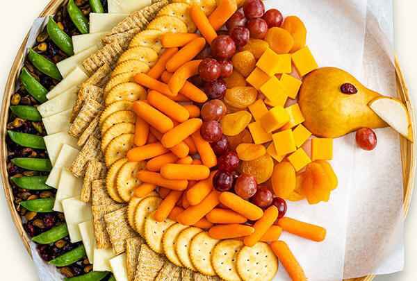 Turkey Shaped Cheese Snack Board