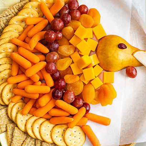 Turkey Shaped Cheese Snack Board