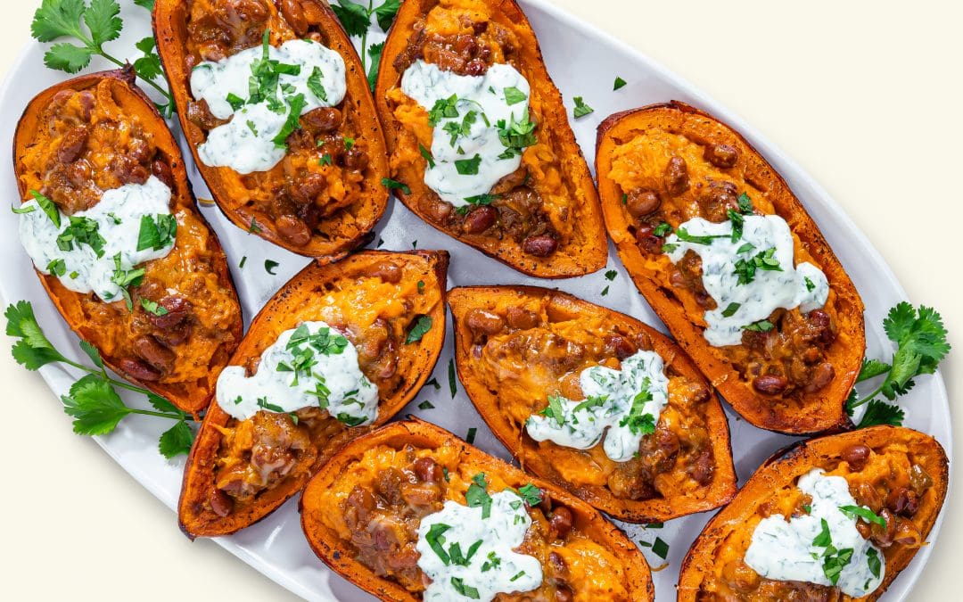 Twice Baked Sweet Potato Skins