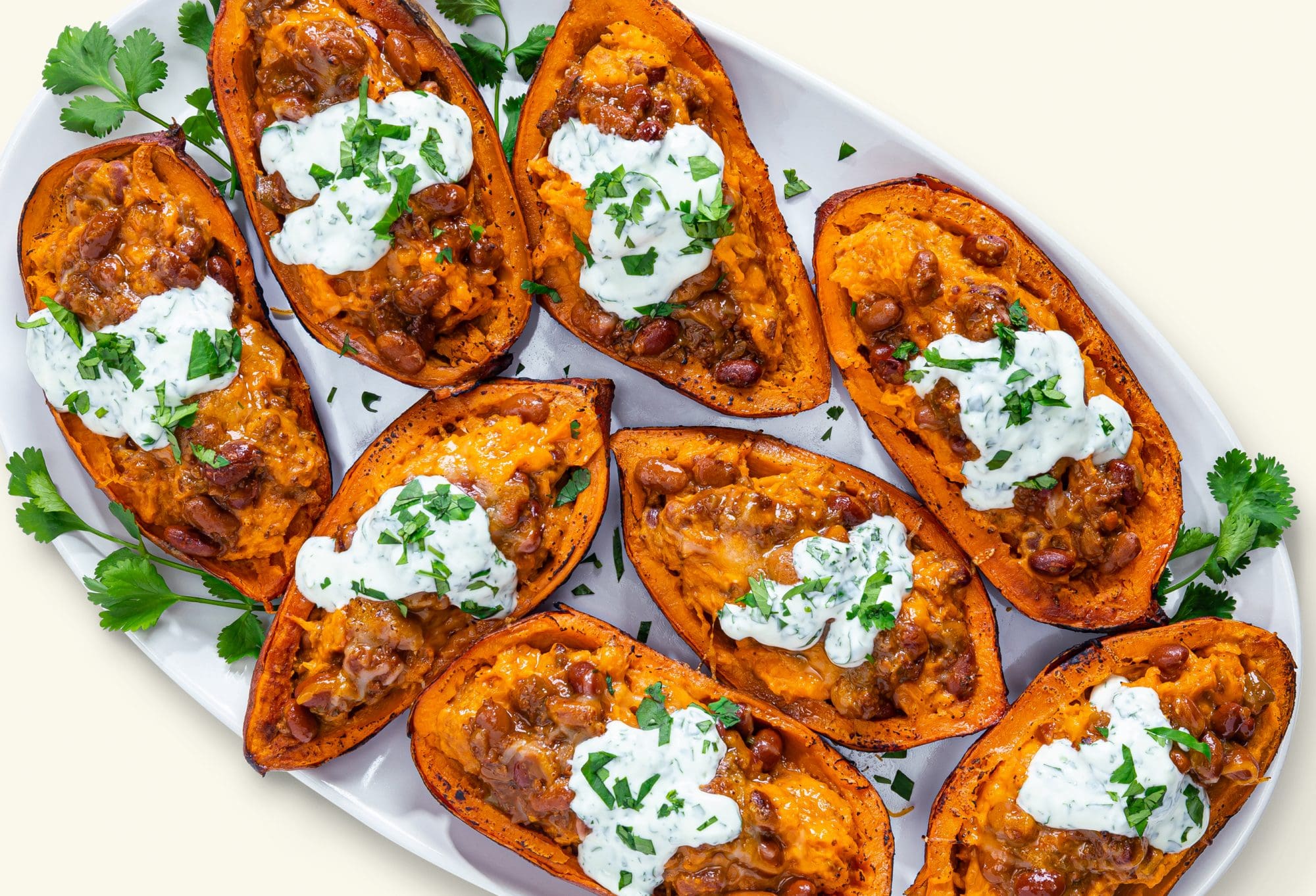 Twice Baked Sweet Potato Skins