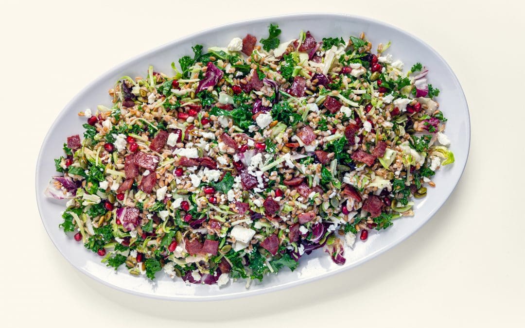Warm Farro Turkey Bacon Salad
