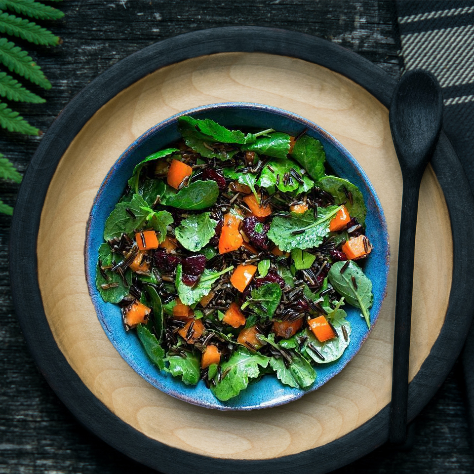 Wild Rice & Baby Kale Salad with Sharon Fruit