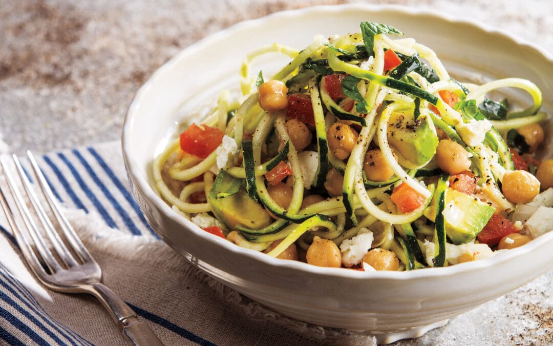 Zoodle, Garbanzo Bean & Avocado Salad